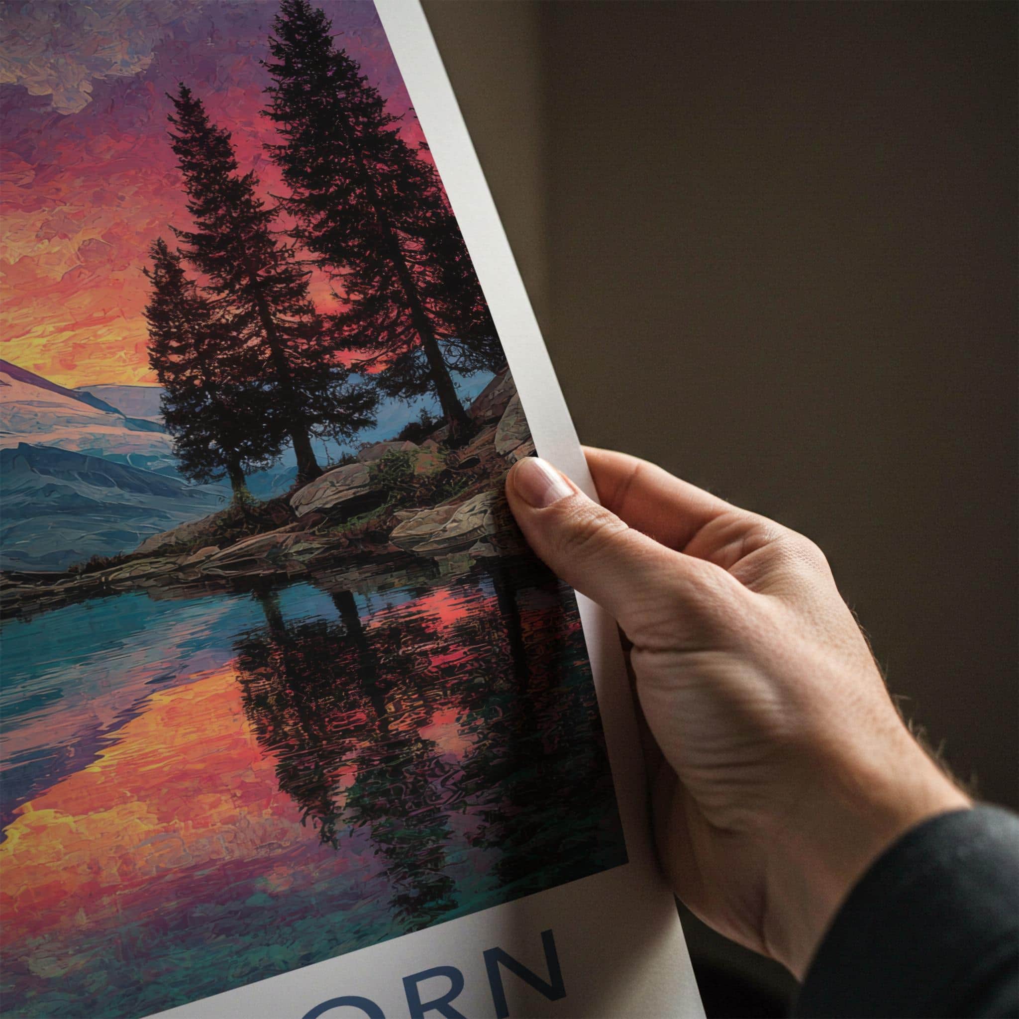 Matterhorn Poster - Switzerland Travel Art - Alpine Lake Reflection Home Decor