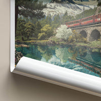 Matterhorn Poster - Switzerland Travel Art - Alpine Lake Train Wall Decor
