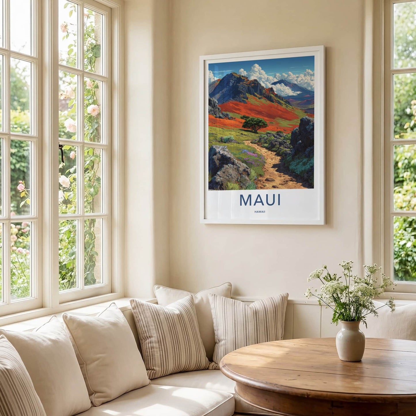 Maui Poster - Hawaii Art Print - Volcanic Hills Path Home Decor
