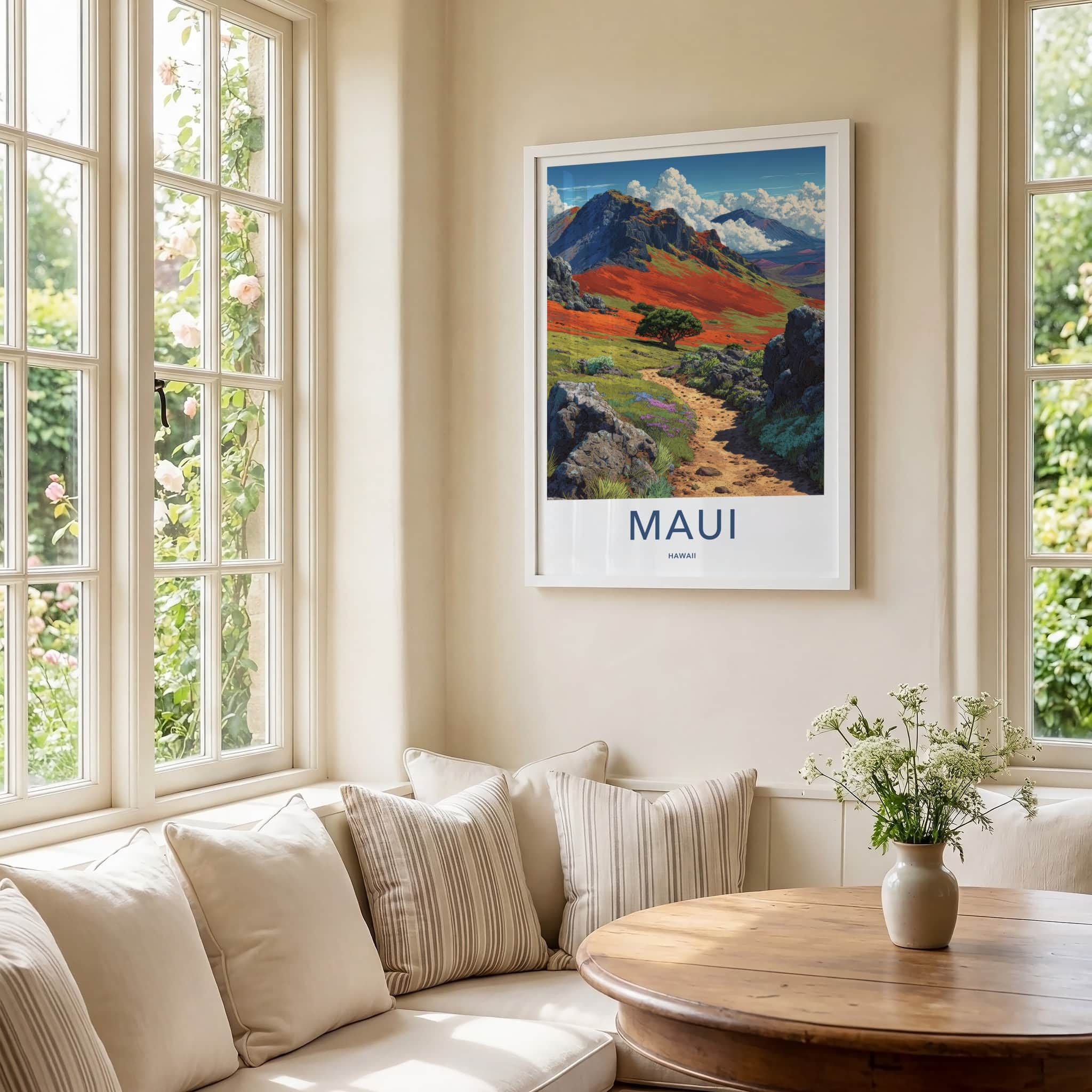 Maui Poster - Hawaii Art Print - Volcanic Hills Path Home Decor