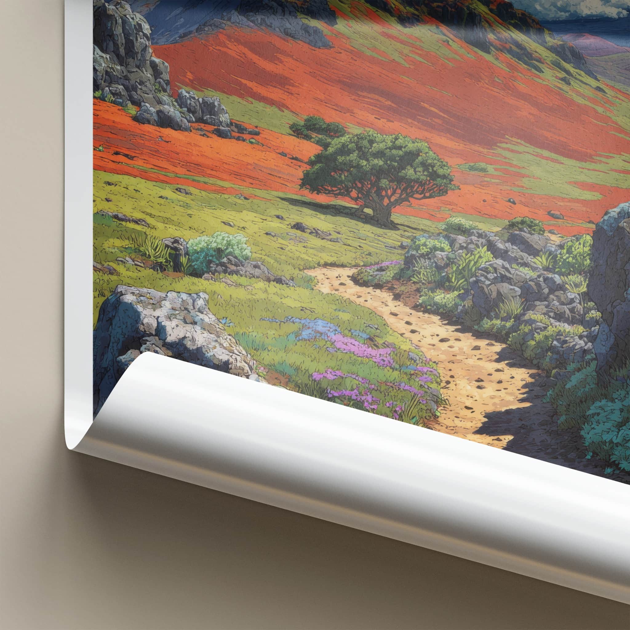 Maui Poster - Hawaii Art Print - Volcanic Hills Path Home Decor