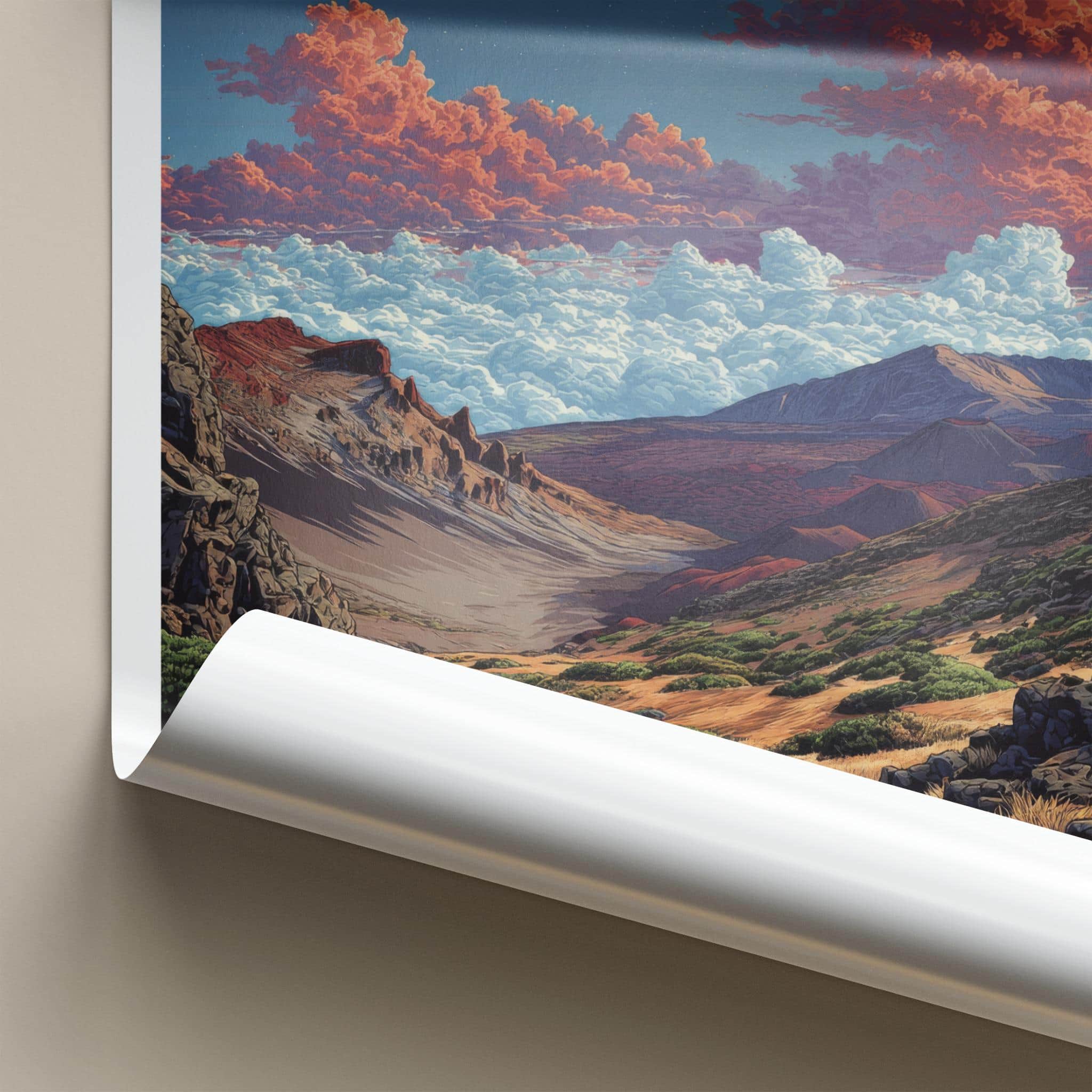 Maui Poster - Hawaii Travel Art - Starlit Valley Clouds Wall Decor