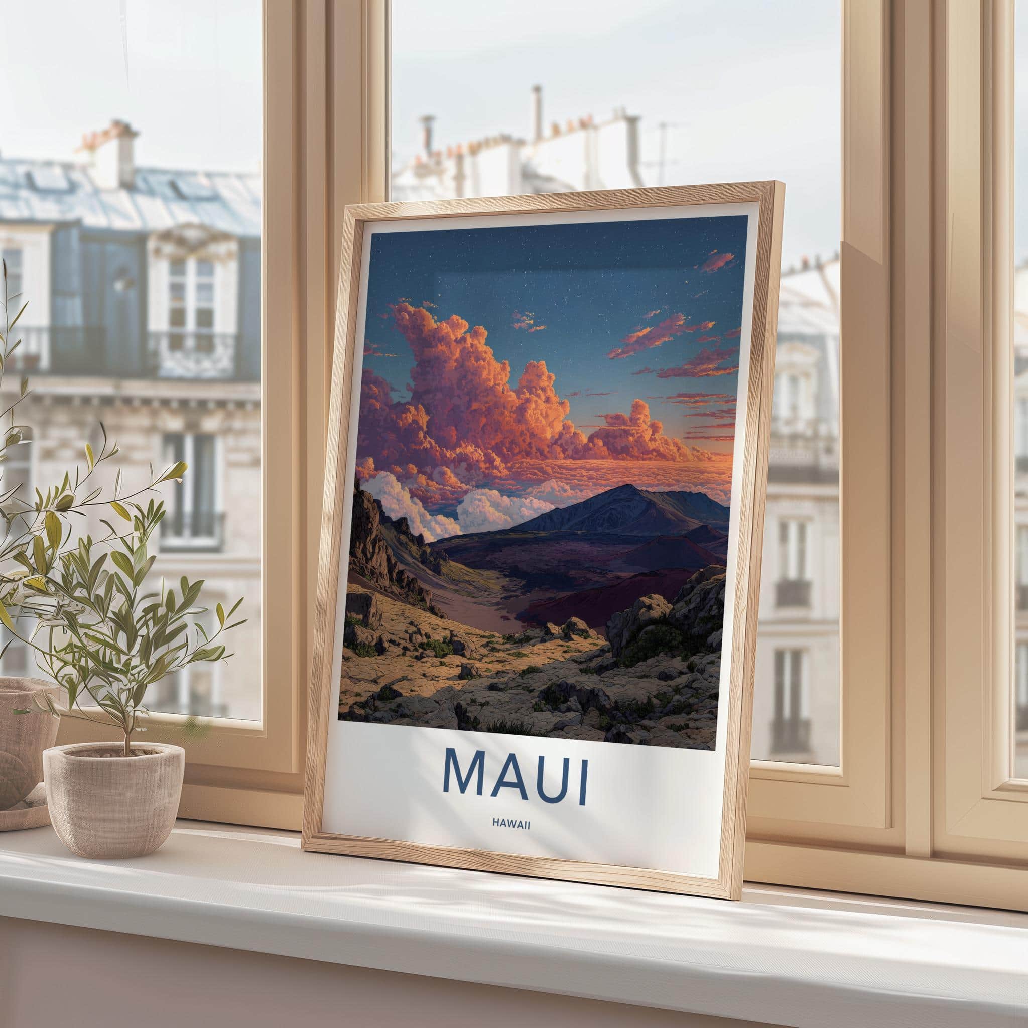 Maui Poster - Hawaii Travel Art - Starry Mountain Vista Home Decor