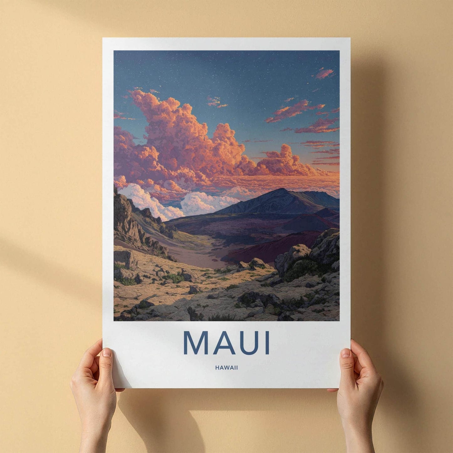 Maui Poster - Hawaii Travel Art - Starry Mountain Vista Home Decor