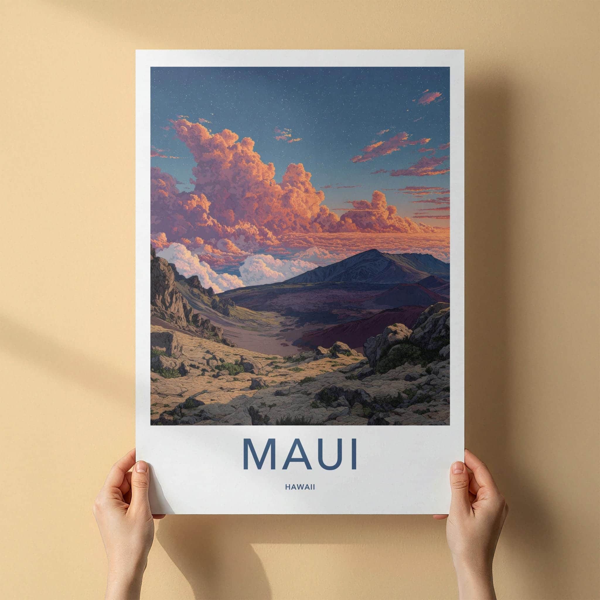 Maui Poster - Hawaii Travel Art - Starry Mountain Vista Home Decor