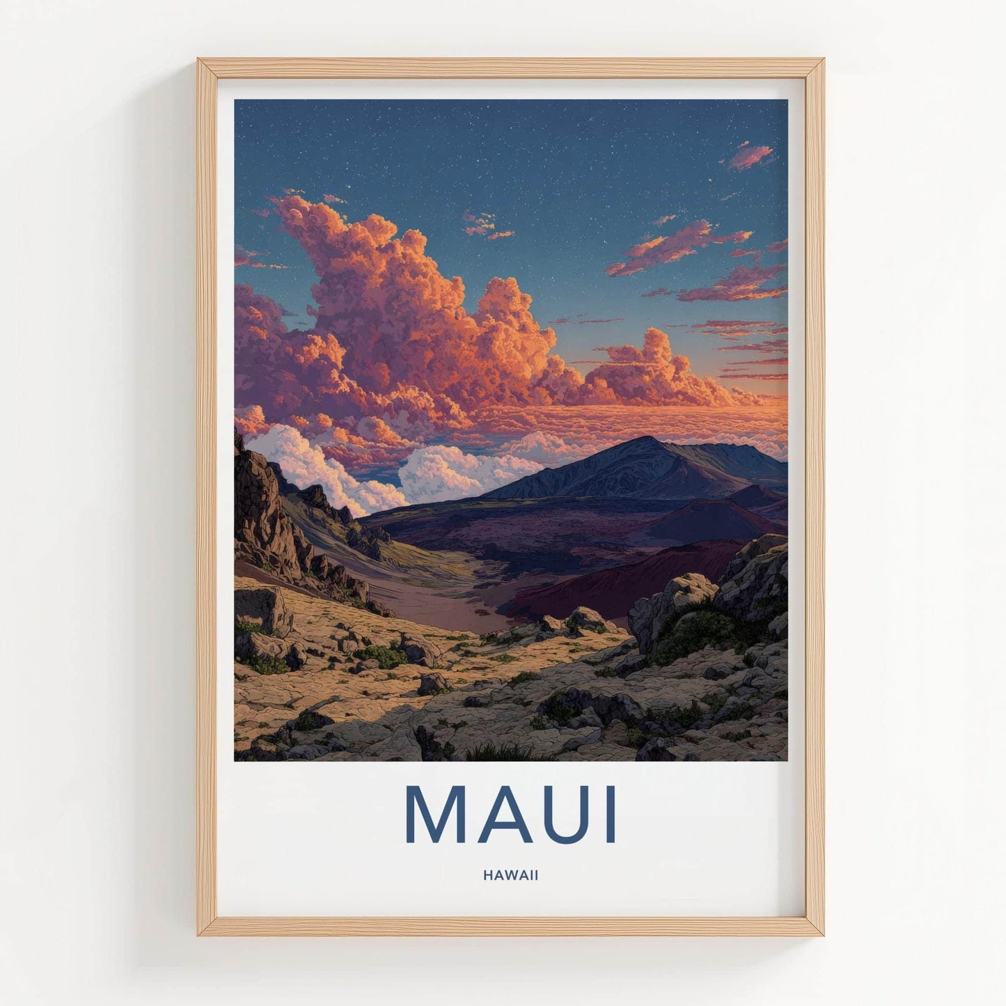 Maui Poster - Hawaii Travel Art - Starry Mountain Vista Home Decor