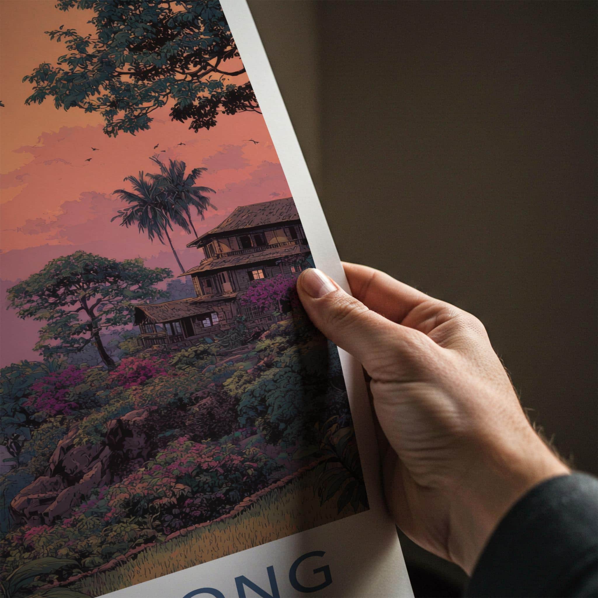 Mawlynnong Poster - India Travel Art - Meghalaya Lush Village Sunset Home Decor