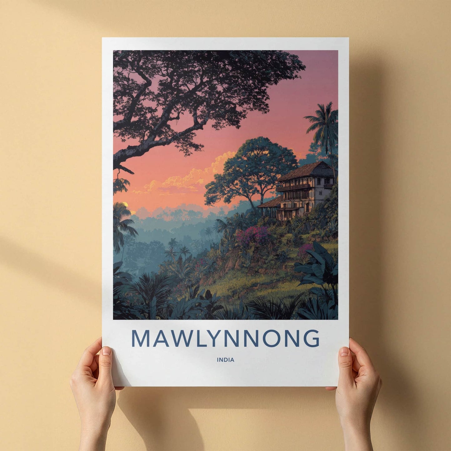 Mawlynnong Poster - India Travel Art - Meghalaya Village Sunset Gallery Art