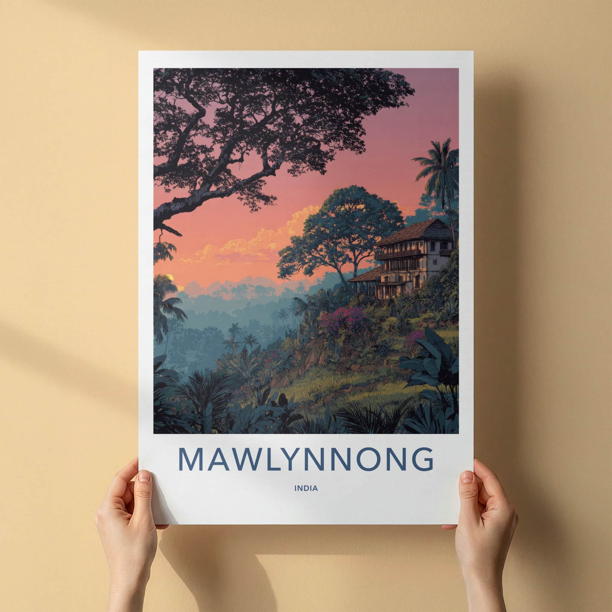 Mawlynnong Poster - India Travel Art - Meghalaya Village Sunset Gallery Art