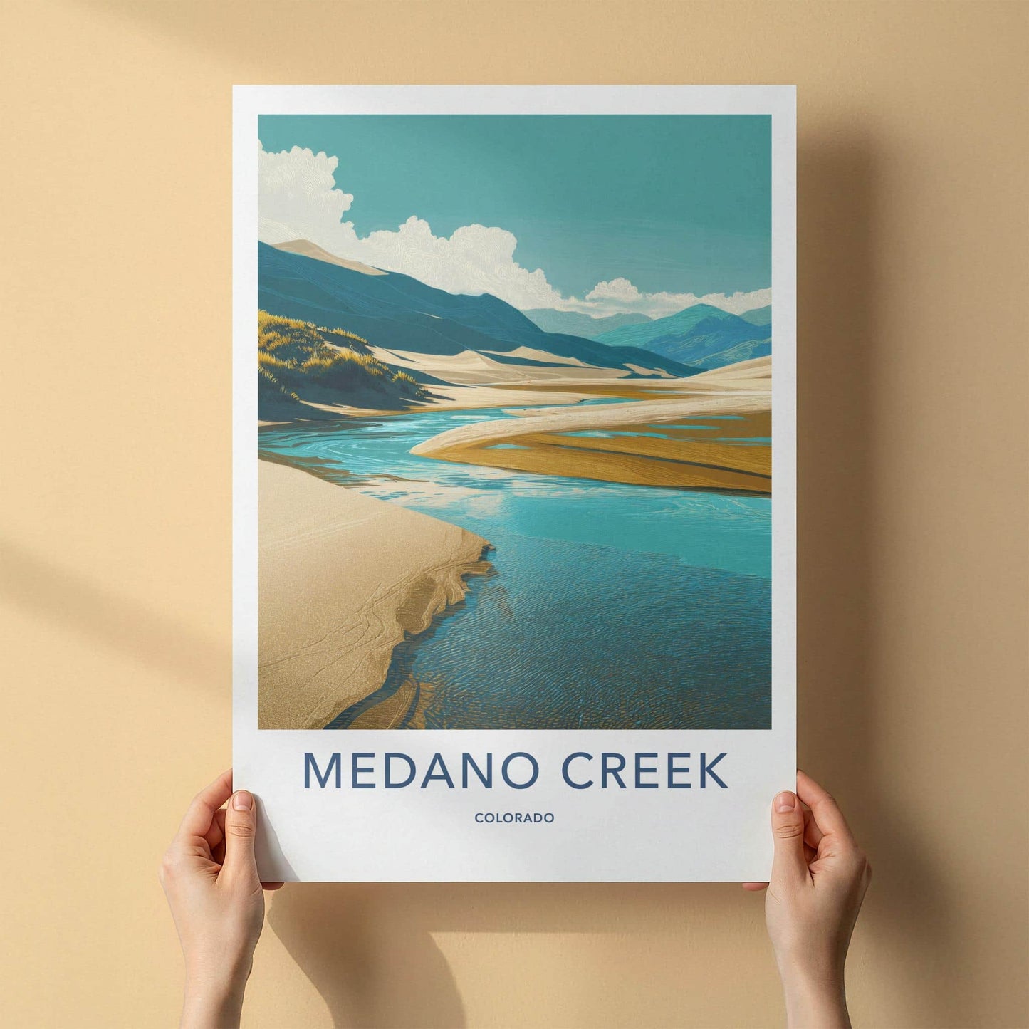 MEDANO CREEK Poster - Colorado Travel Art - Winding Creek Dunes Home Decor