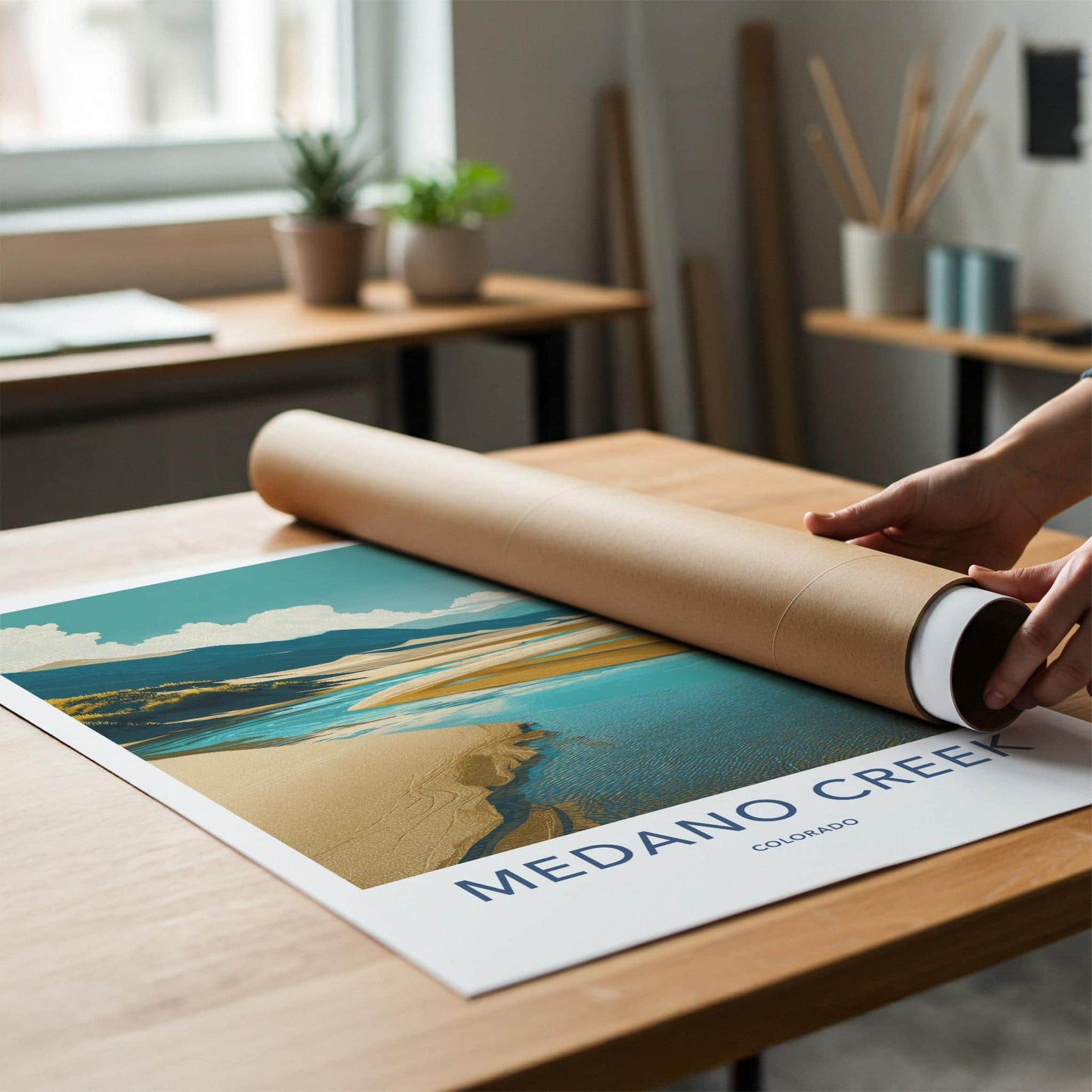 MEDANO CREEK Poster - Colorado Travel Art - Winding Creek Dunes Home Decor