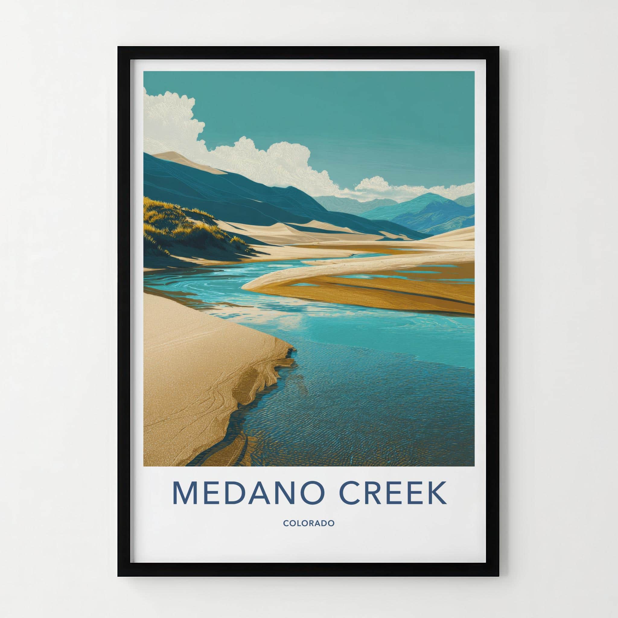 MEDANO CREEK Poster - Colorado Travel Art - Winding Creek Dunes Home Decor