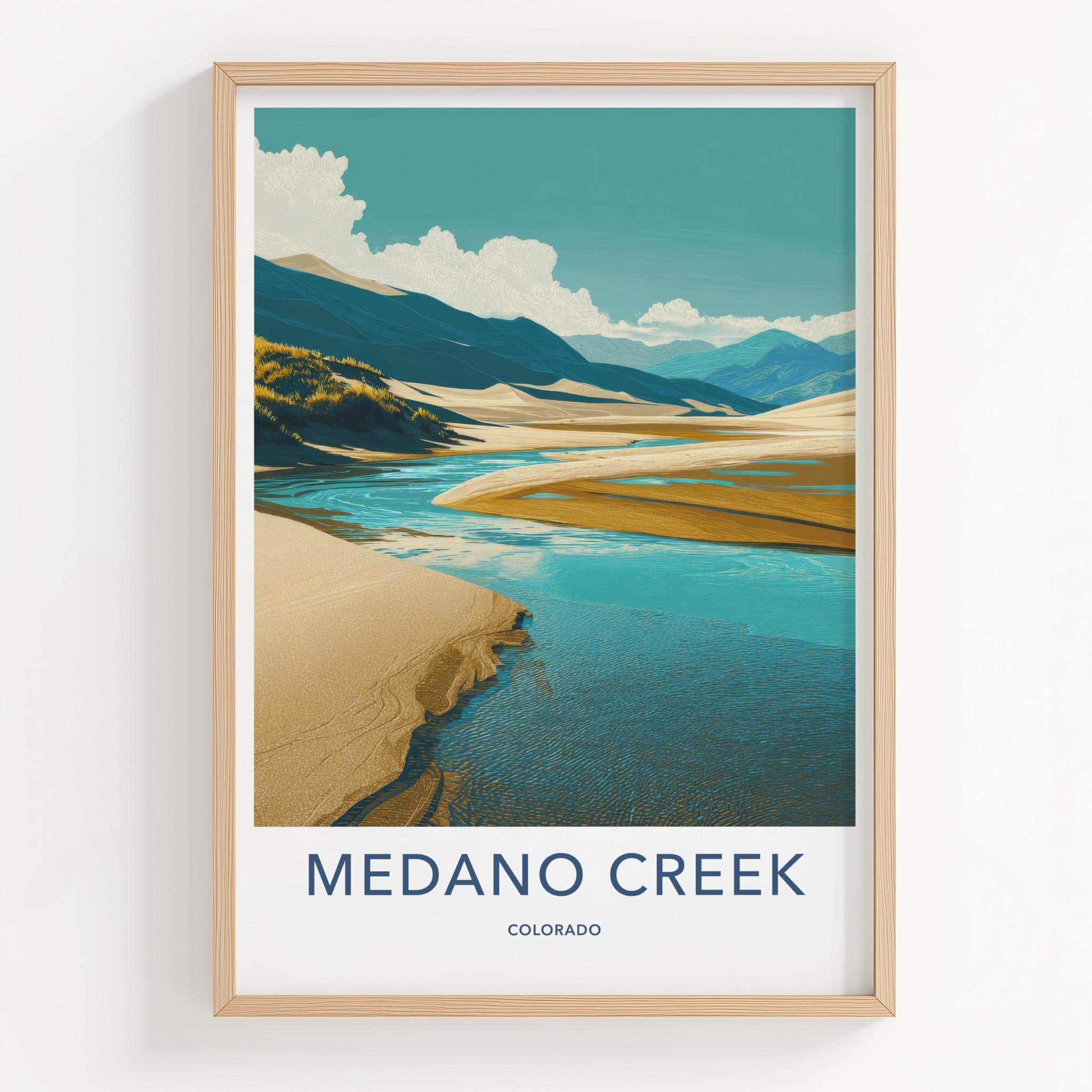 MEDANO CREEK Poster - Colorado Travel Art - Winding Creek Dunes Home Decor