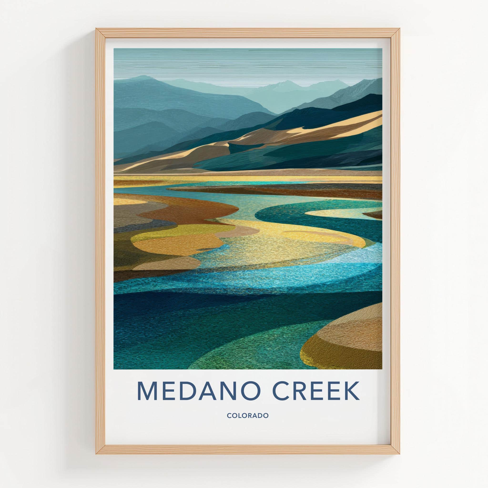 MEDANO CREEK Poster - Colorado Travel Art - Winding Water Sands Home Decor