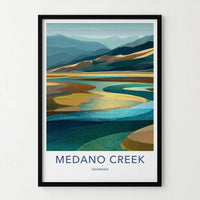 MEDANO CREEK Poster - Colorado Travel Art - Winding Water Sands Home Decor
