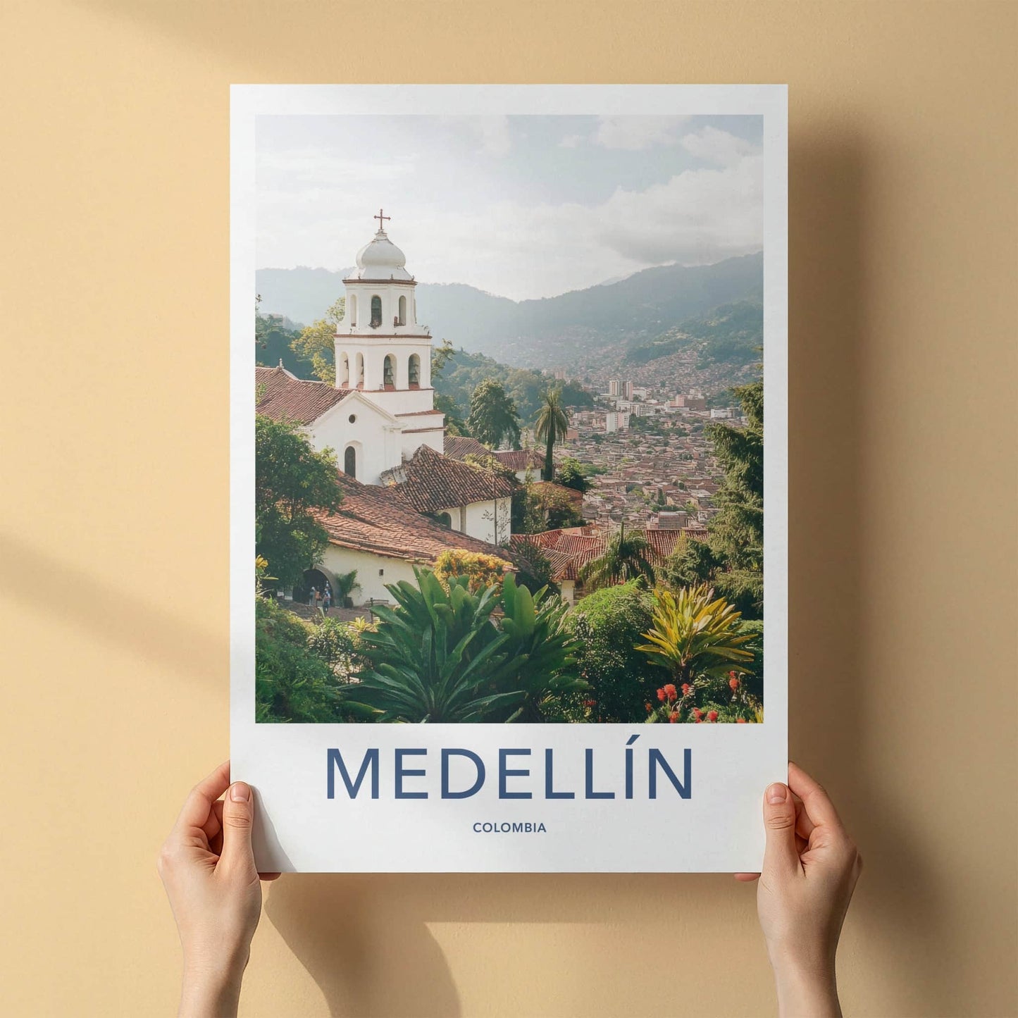 Medellin Poster - Colombia Travel Art - Church City Valley Home Decor