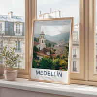 Medellin Poster - Colombia Travel Art - Church City Valley Home Decor