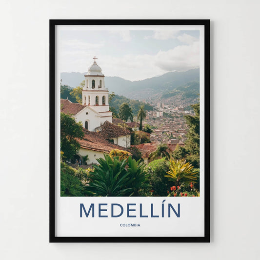 Medellin Poster - Colombia Travel Art - Church City Valley Home Decor