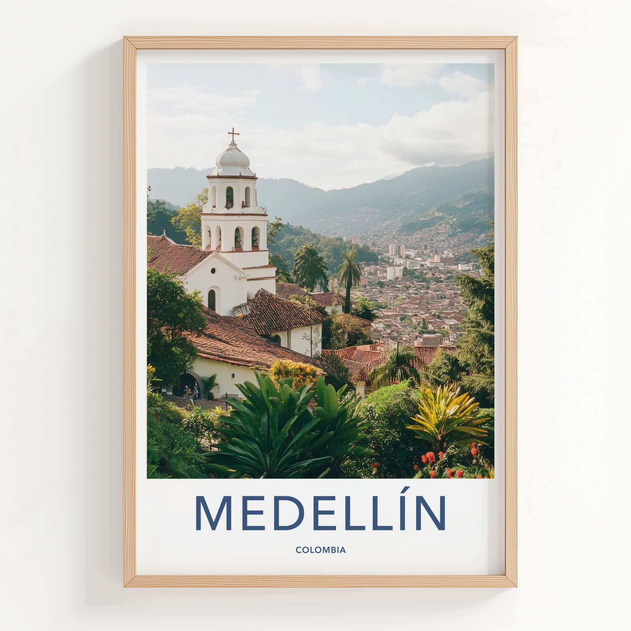 Medellin Poster - Colombia Travel Art - Church City Valley Home Decor