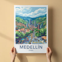 Medellin Poster - Colombia Travel Art - Vibrant Street Scene Home Decor