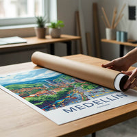 Medellin Poster - Colombia Travel Art - Vibrant Street Scene Home Decor