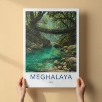 Meghalaya Poster - India Living Root Bridge Travel Print Home Art