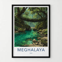 Meghalaya Poster - India Living Root Bridge Travel Print Home Art