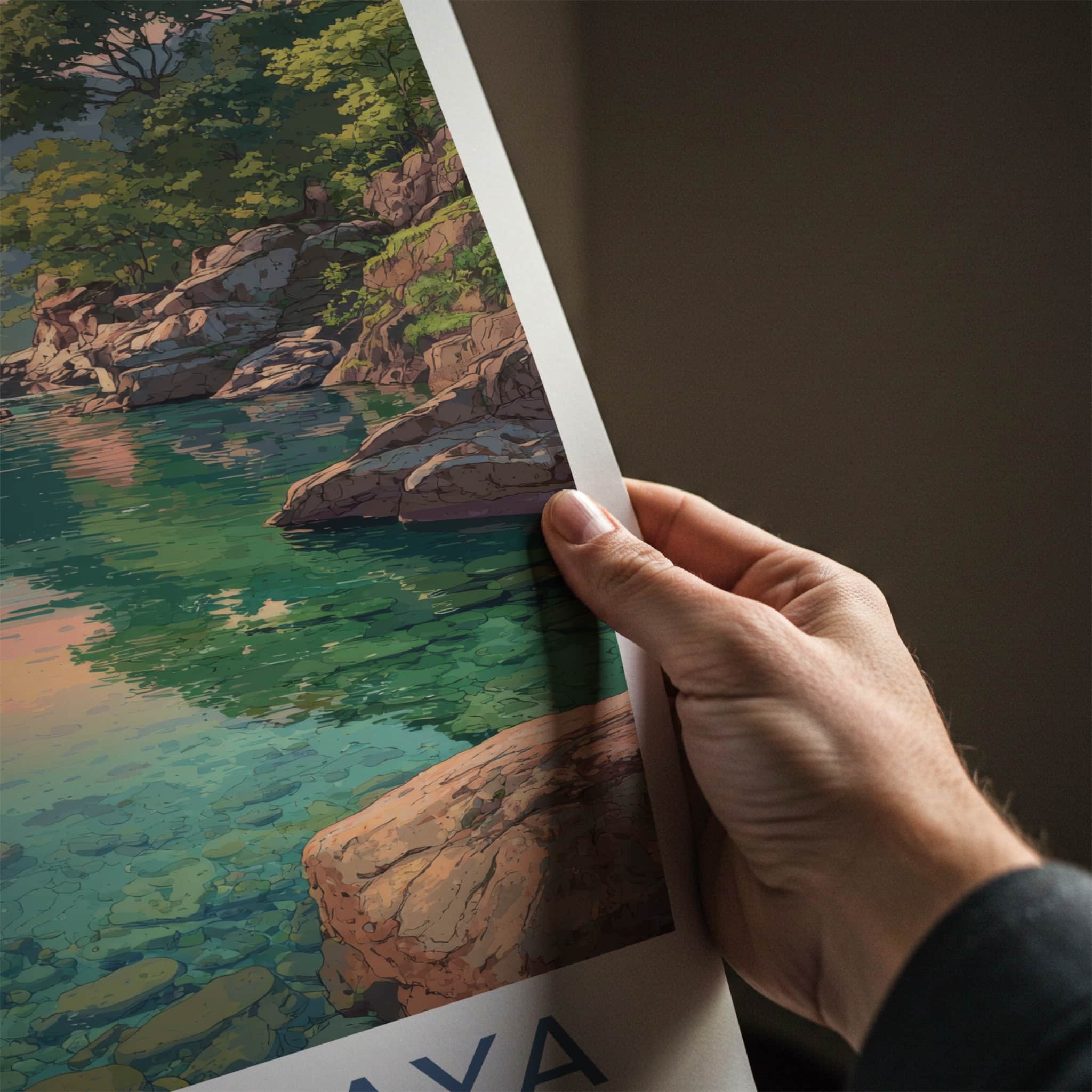 Meghalaya Poster - India Travel Art - Clear River Rocks Lounge Decor