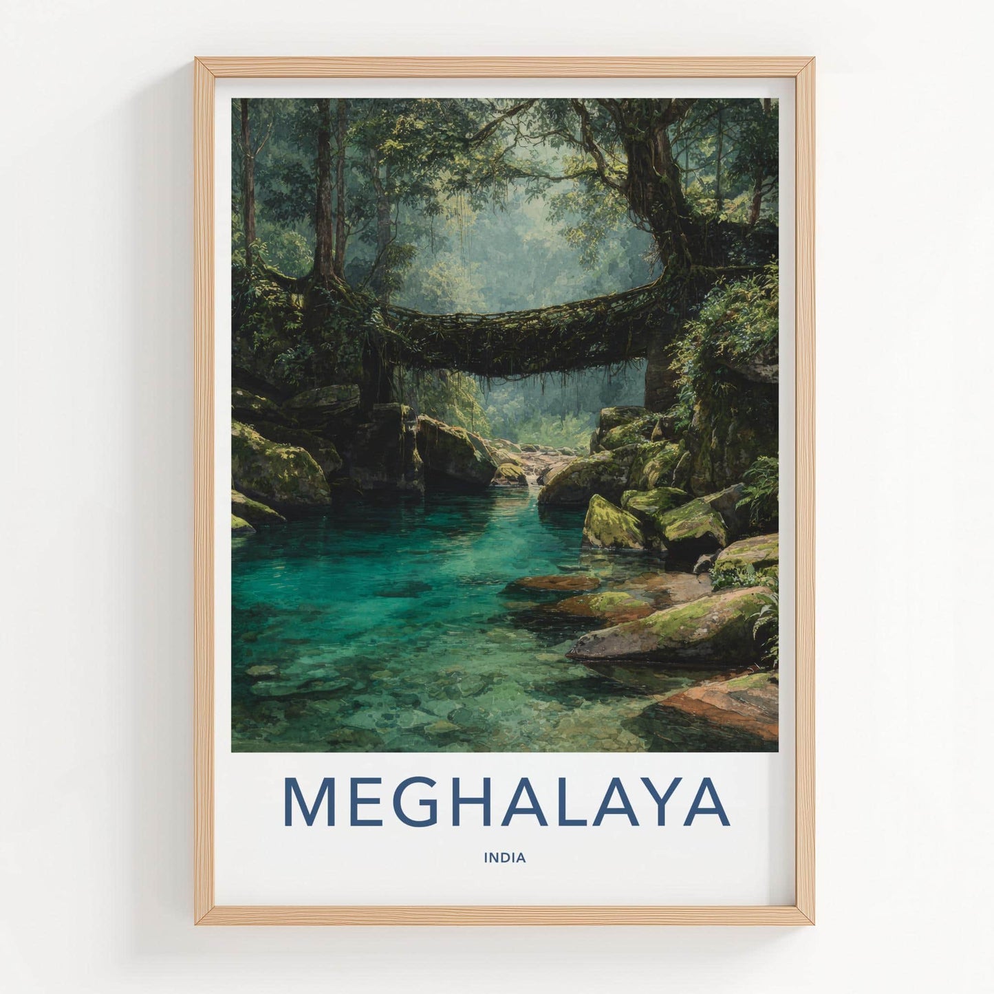 Meghalaya Poster - India Travel Art - Meghalaya Living Root Bridge Home Decor