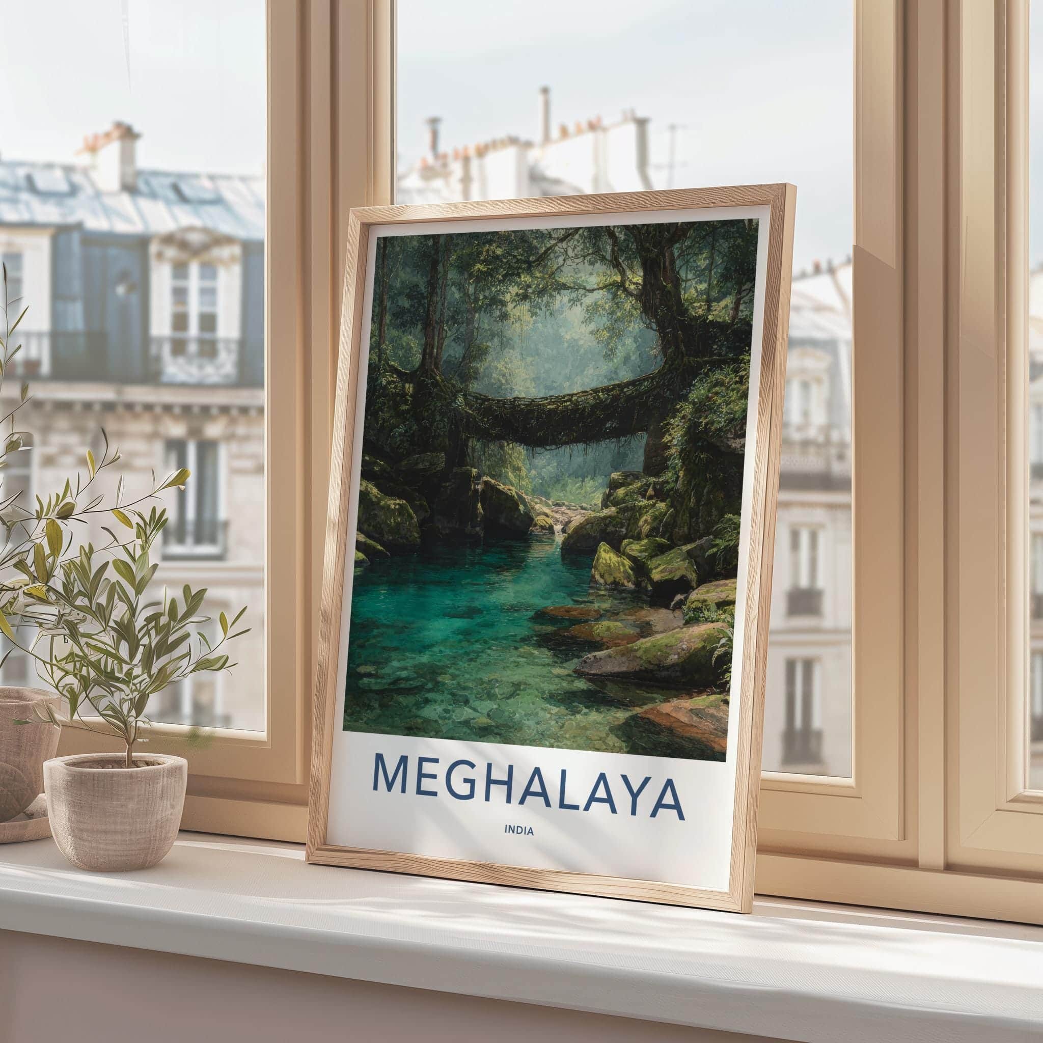 Meghalaya Poster - India Travel Art - Meghalaya Living Root Bridge Home Decor