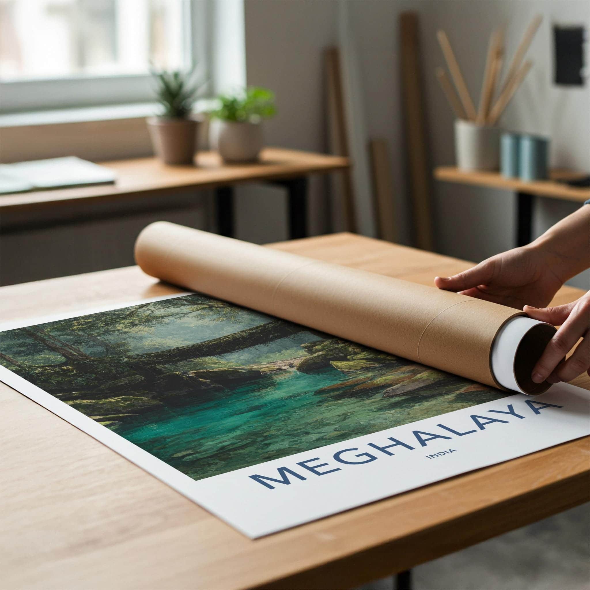 Meghalaya Poster - India Travel Art - Meghalaya Living Root Bridge Home Decor