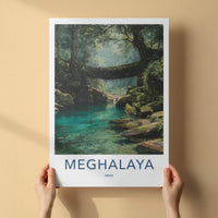Meghalaya Poster - India Travel Art - Meghalaya Living Root Bridge Home Decor
