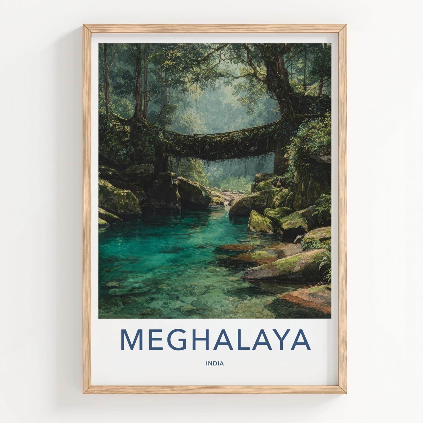 Meghalaya Poster - India Travel Art - Meghalaya Root Bridge Home Decor