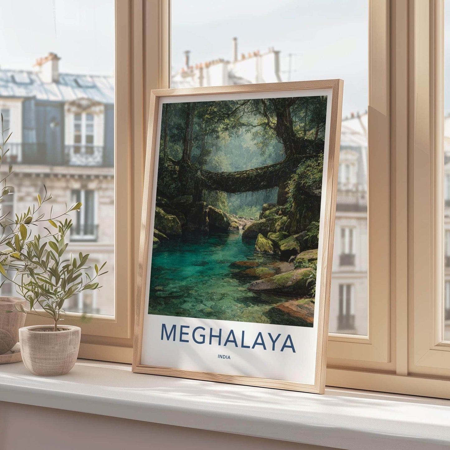 Meghalaya Poster - India Travel Art - Meghalaya Root Bridge Home Decor