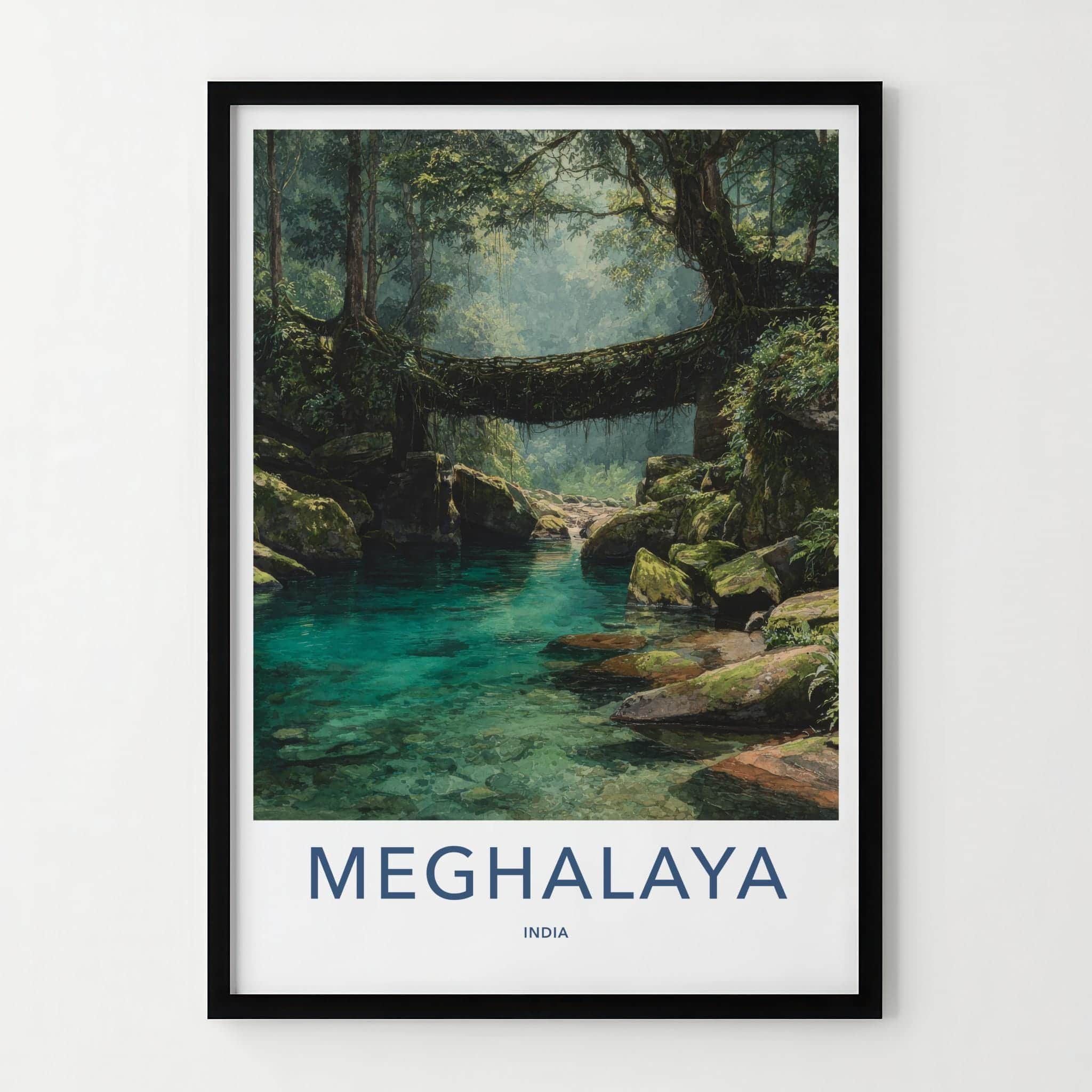 Meghalaya Poster - India Travel Art - Meghalaya Root Bridge Home Decor