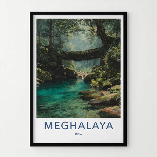 Meghalaya Poster - India Travel Art - Meghalaya Root Bridge Home Decor