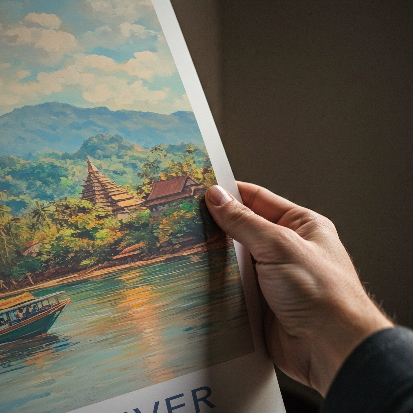 Mekong River Poster - Laos Travel Art - Jungle River Scene Wall Decor