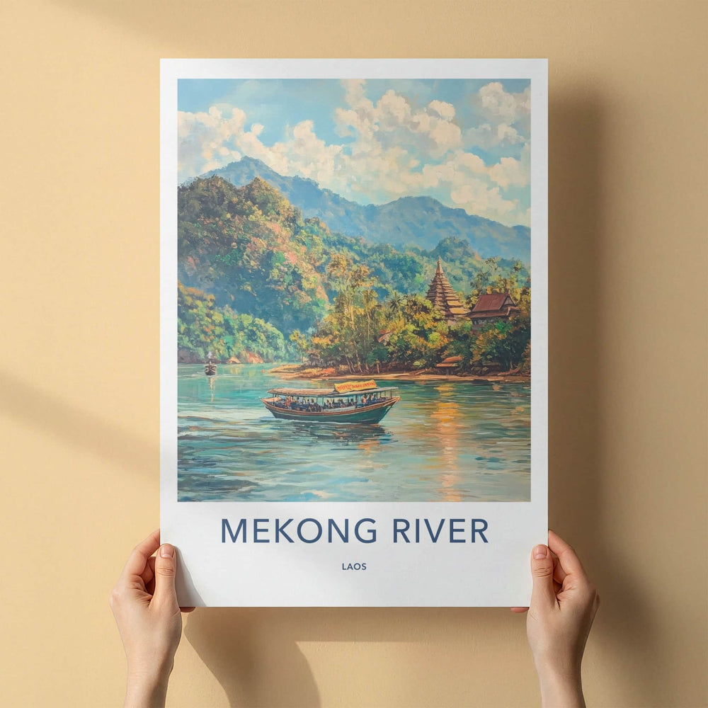Mekong River Poster - Laos Travel Art - Jungle River Scene Wall Decor