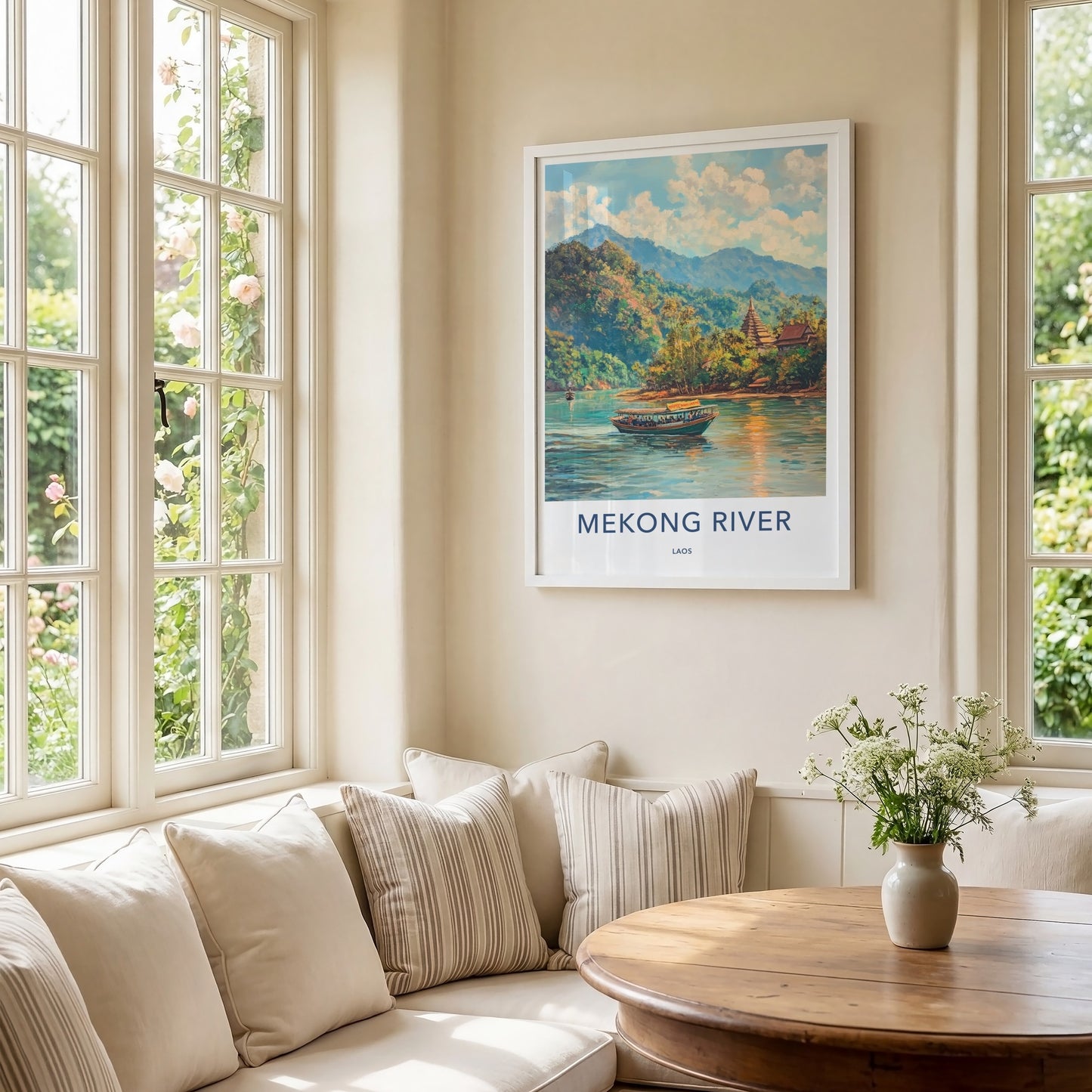 Mekong River Poster - Laos Travel Art - Jungle River Scene Wall Decor