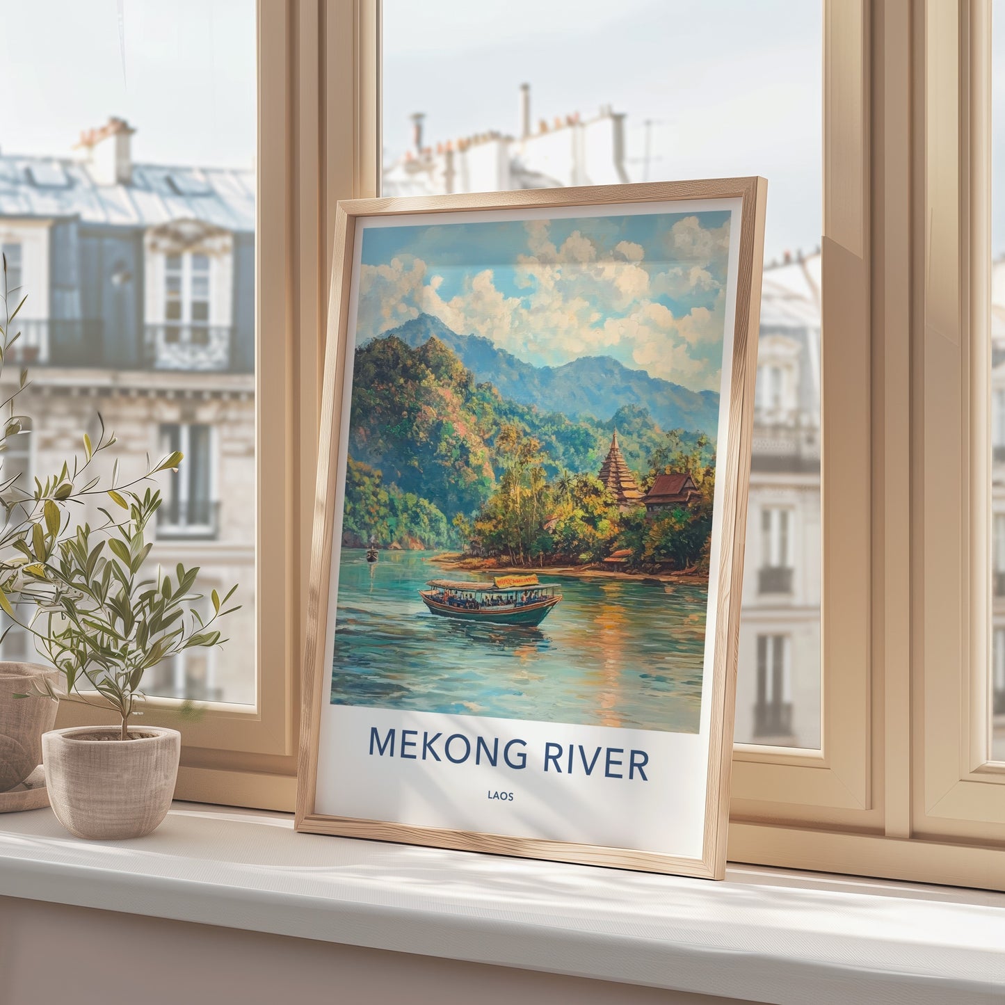 Mekong River Poster - Laos Travel Art - Jungle River Scene Wall Decor