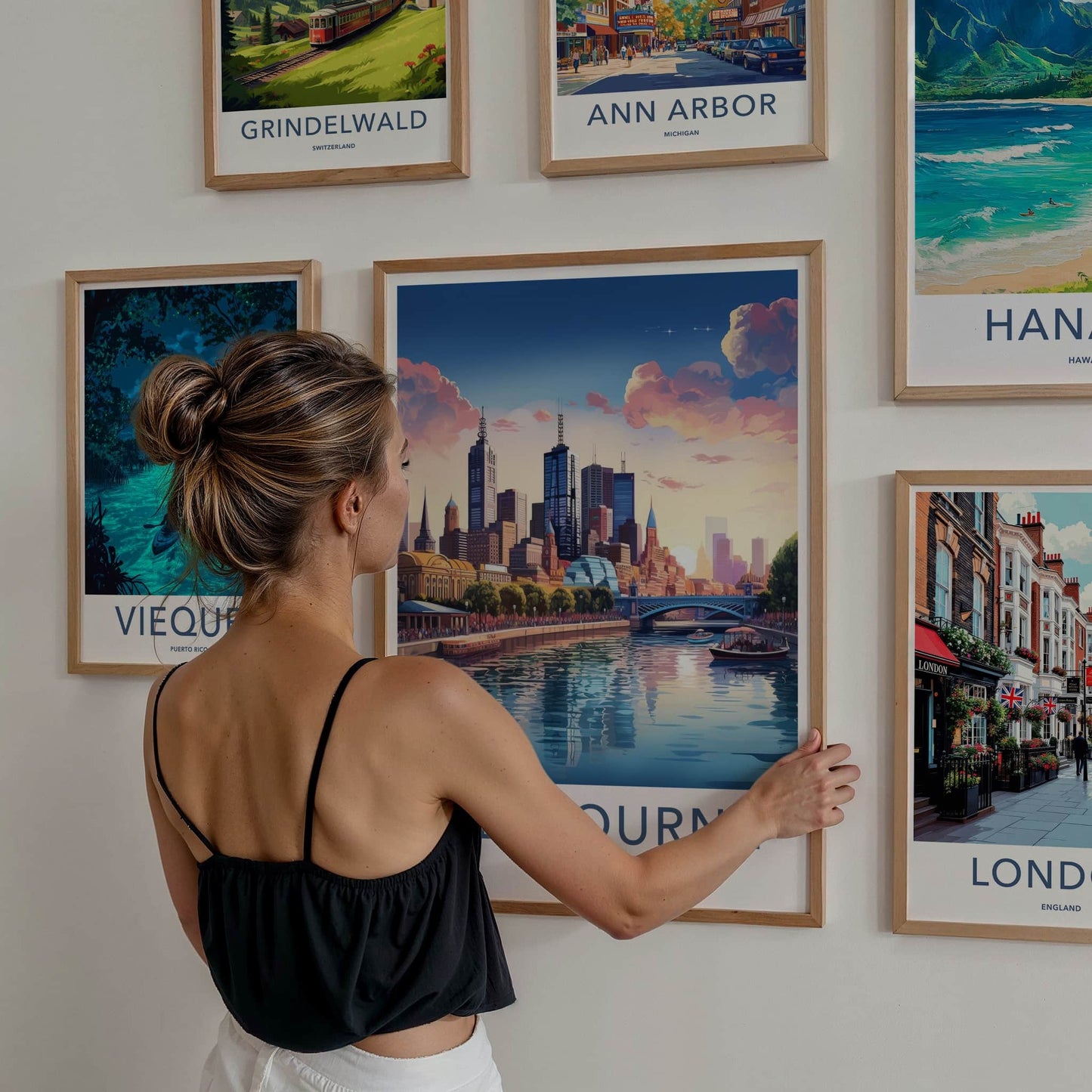 Melbourne Poster - Australia Travel Art - Vibrant City Waterfront Wall Decor