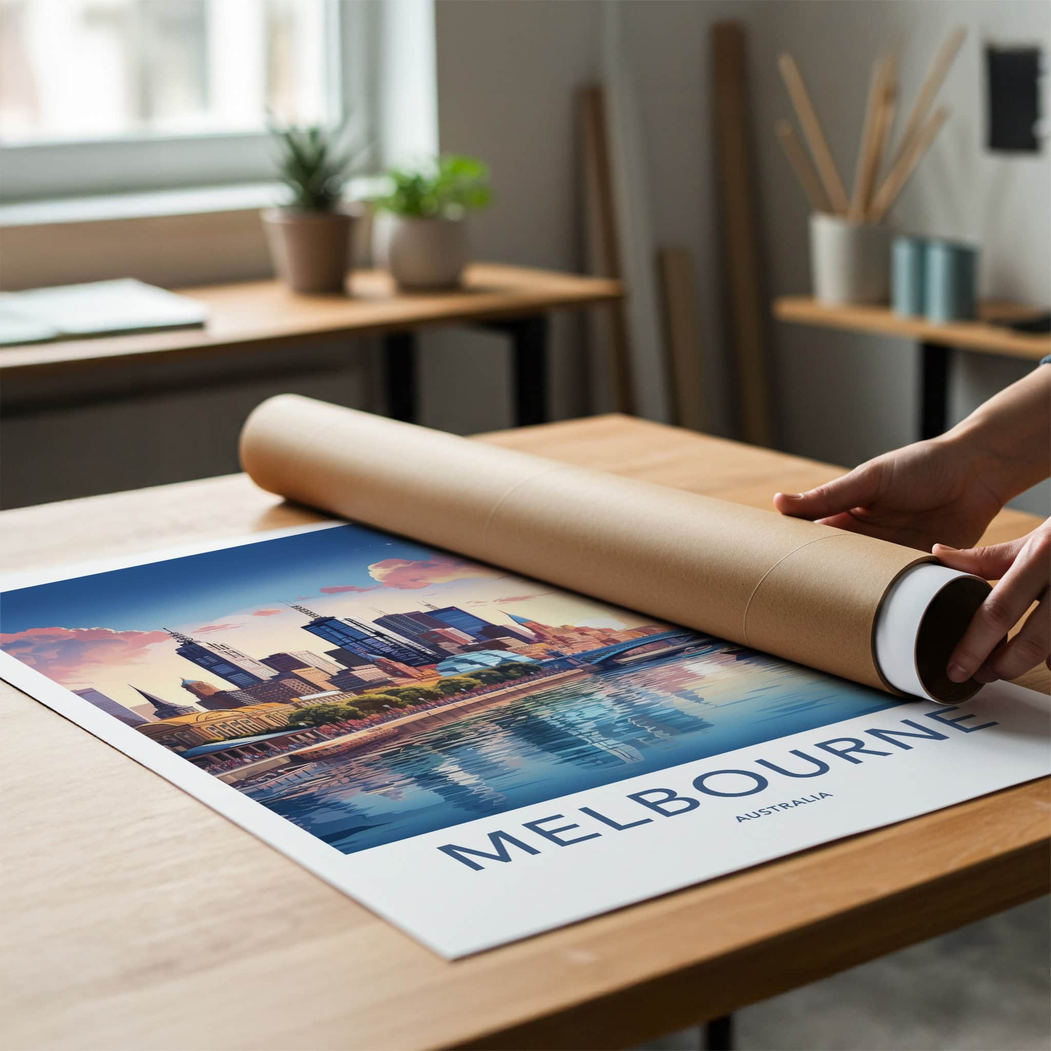 Melbourne Poster - Australia Travel Art - Vibrant City Waterfront Wall Decor