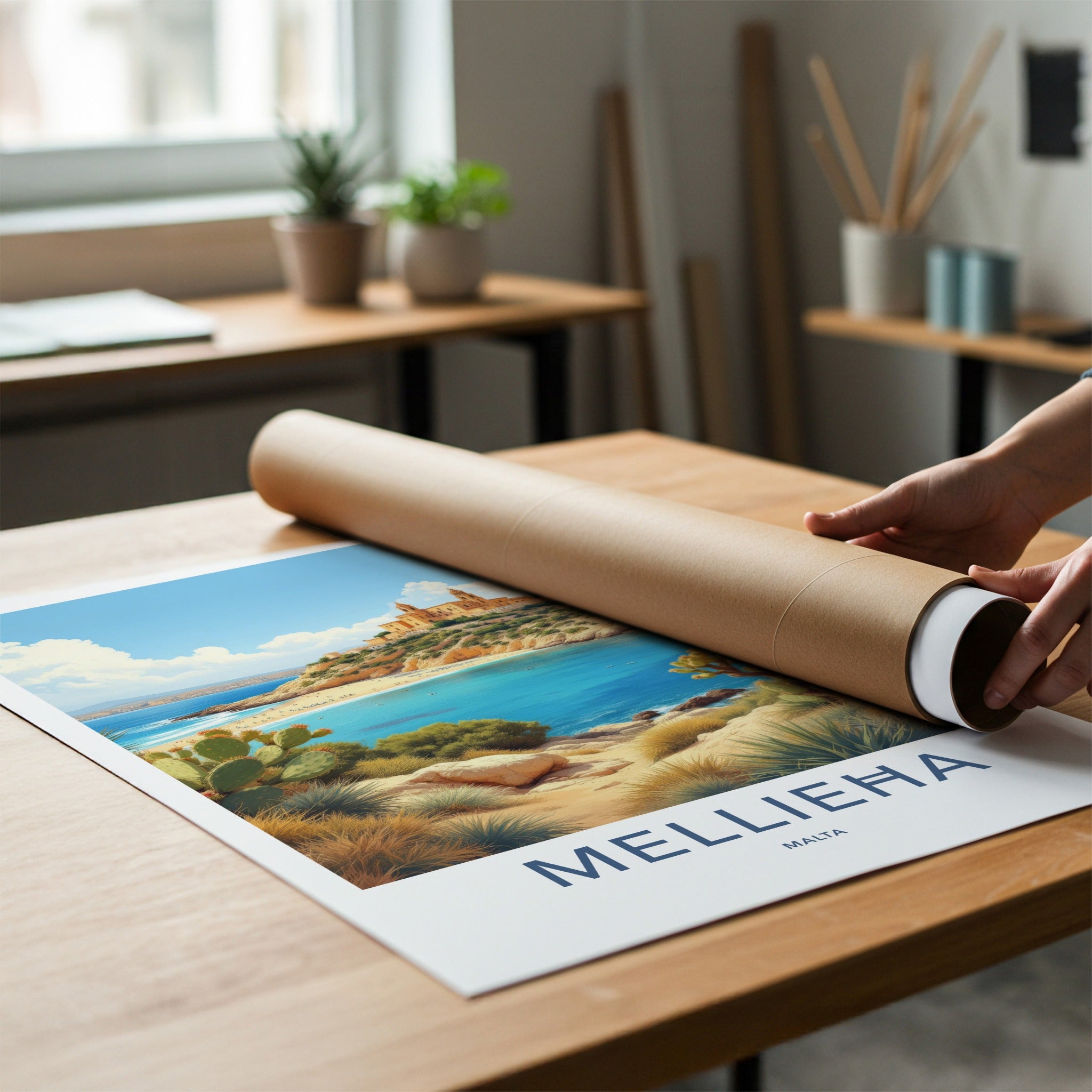 Mellieha Poster - Malta Fine Art - Historic Coastal Town Framed Decor