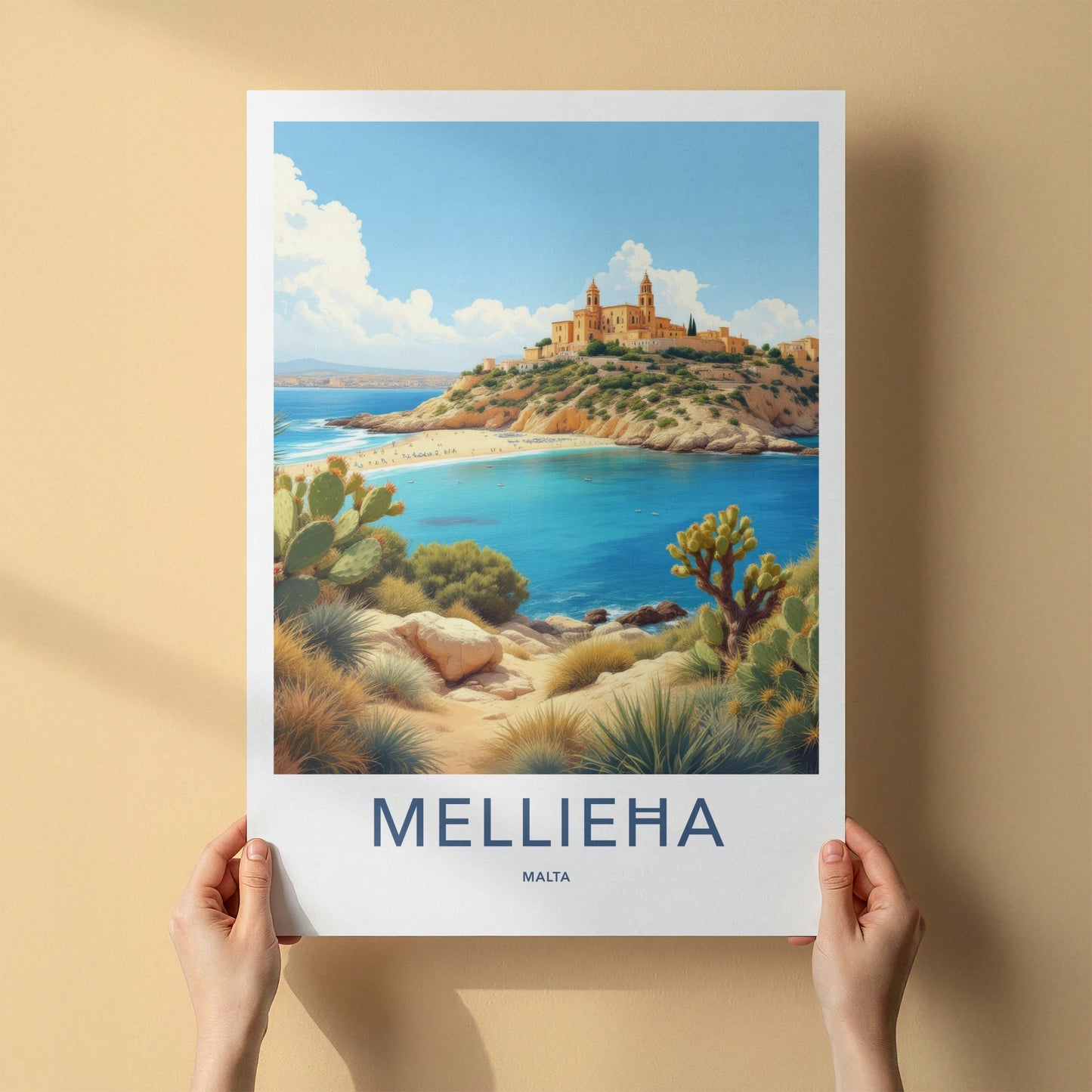 Mellieha Poster - Malta Fine Art - Historic Coastal Town Framed Decor