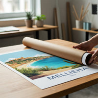 Mellieha Poster - Malta Travel Art - Coastal Hilltop Village Home Decor