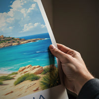 Mellieha Poster - Malta Travel Art - Island Church Blue Waters Wall Decor