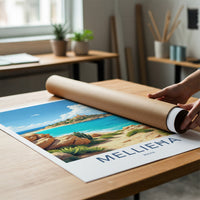 Mellieha Poster - Malta Travel Art - Island Church Blue Waters Wall Decor