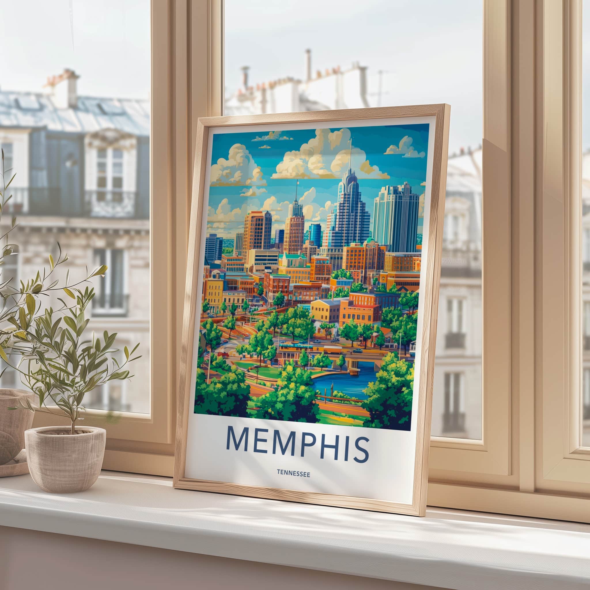 Memphis Poster - Tennessee Travel Art - Vibrant City River Home Decor