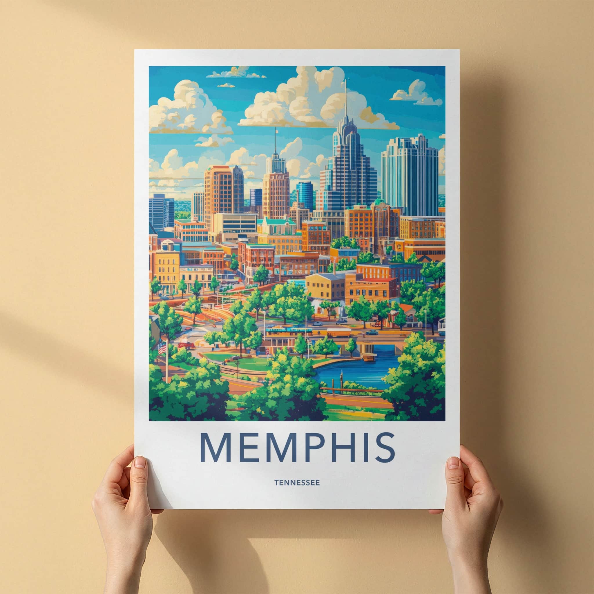 Memphis Poster - Tennessee Travel Art - Vibrant City River Home Decor