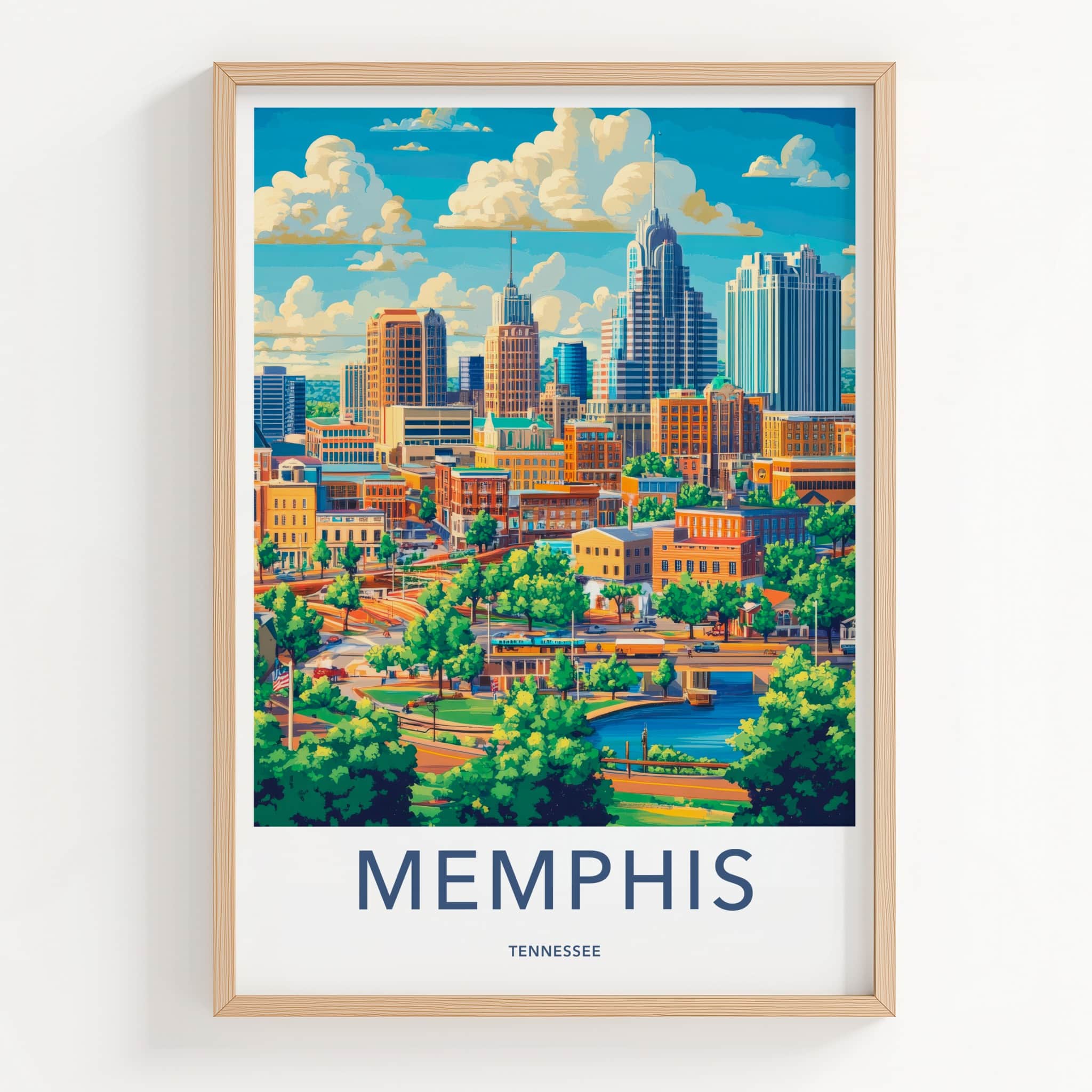 Memphis Poster - Tennessee Travel Art - Vibrant City River Home Decor